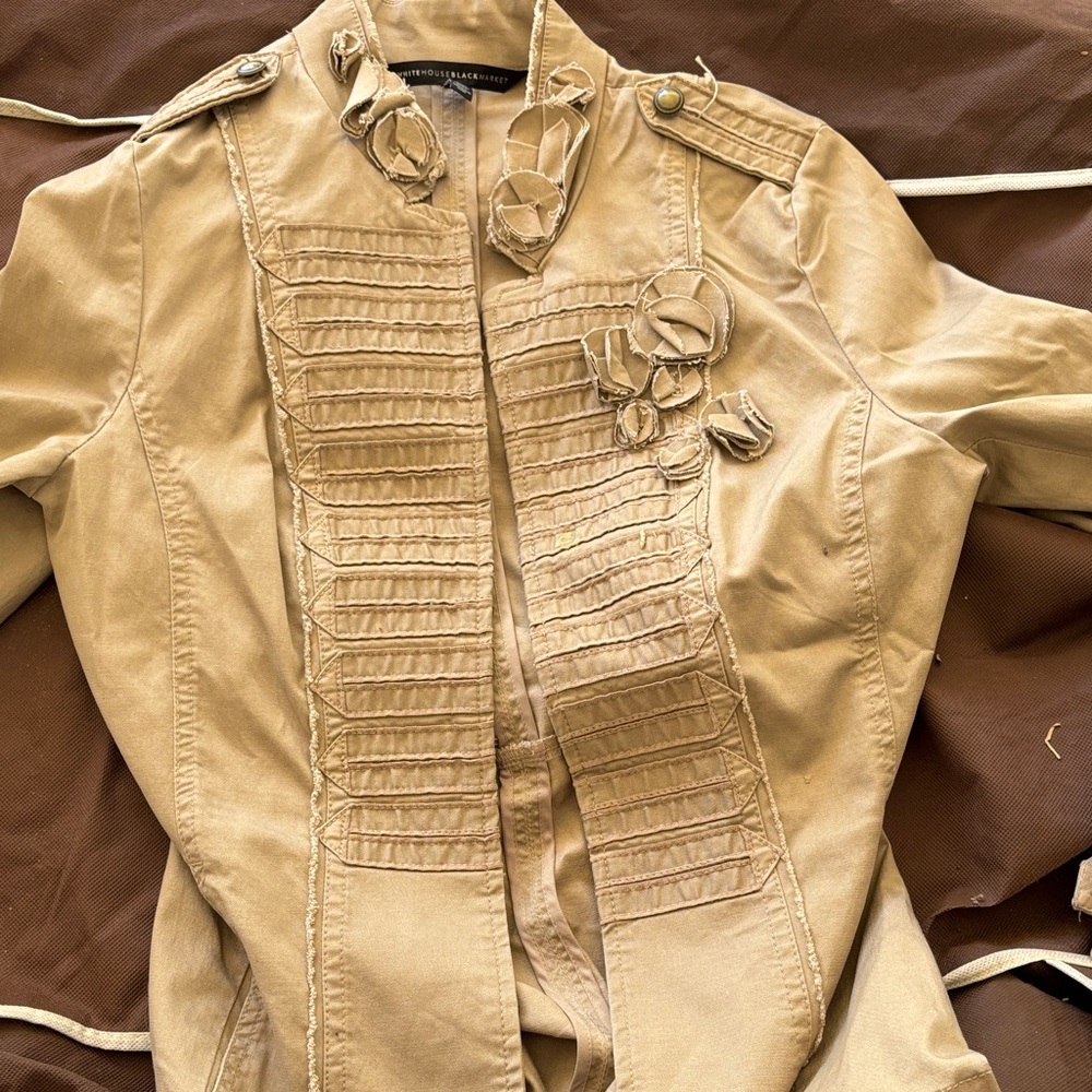 White House Black Market Tan Embellished Blazer